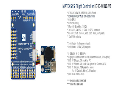 Контроллер Полета Matek H743-wing V3 Ardupilot Inav 3-8s H743 Fc 30,5x30,5 Мм Для Дронов С Неподвижным Крылом